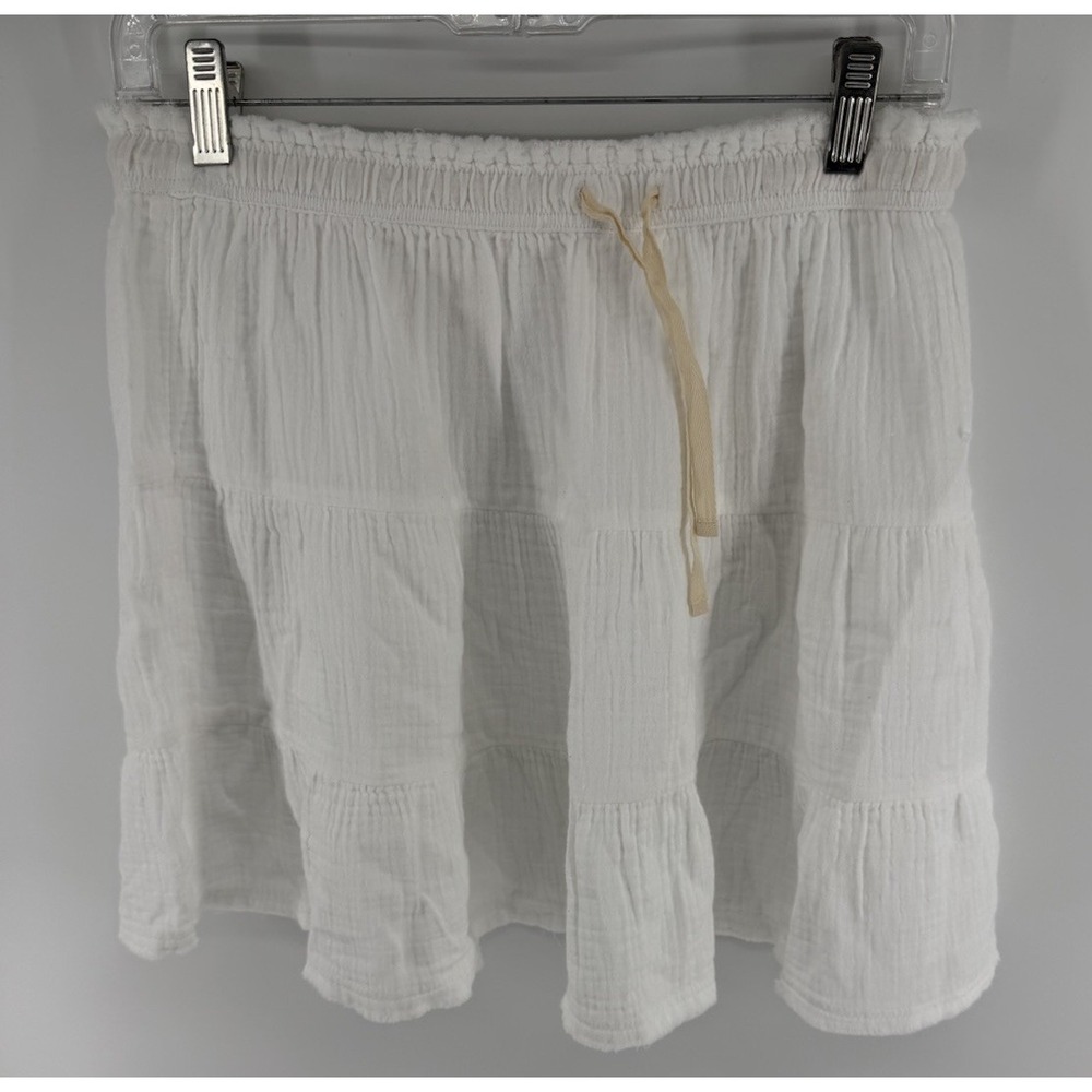 Aerie Cotton Gauze Tiered Mini Skirt White Medium Womens NWT